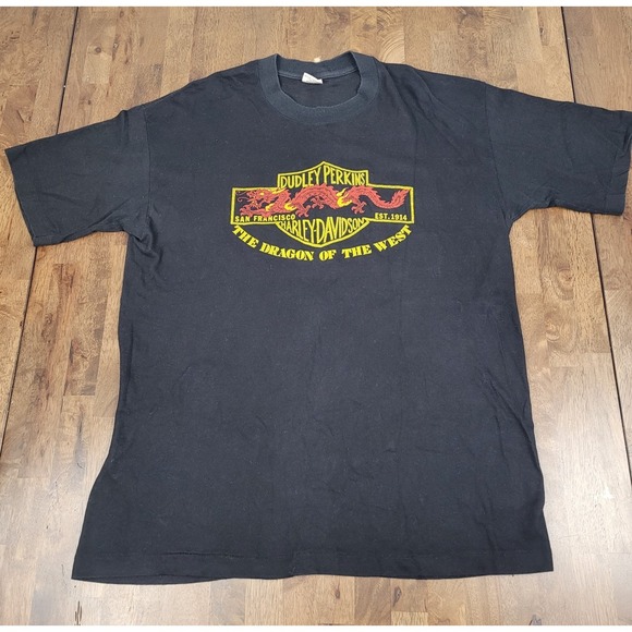 Harley-Davidson Other - Vintage 1981 Single Stitched Dudley Perkins Dragon Of The West Harley Tee Sz LG